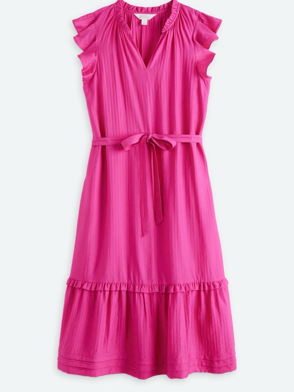 Market & Spruce Ella Poplin Flutter Sleeve Dress in Dark Pink - Large